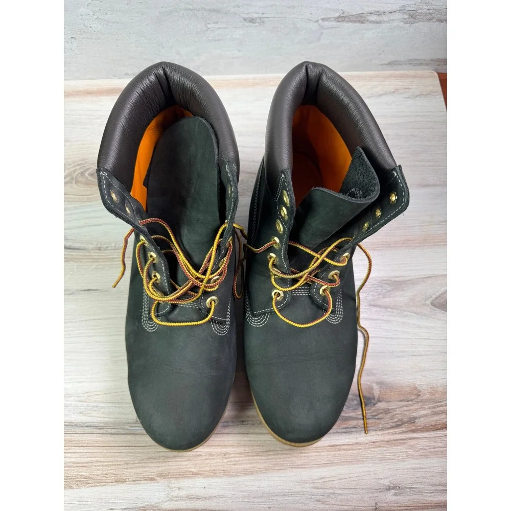 Timberland 6 Inch Premium Waterproof Boots Mens 12W Black Leather Custom KHH